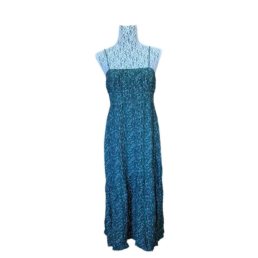 Rue‎ Stiic Sleeveless Printed Tiered Maxi Dress Geeen Size M